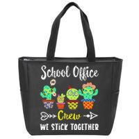 School Office Crew We Stick Together Funny Cactus Zip Tote Bag