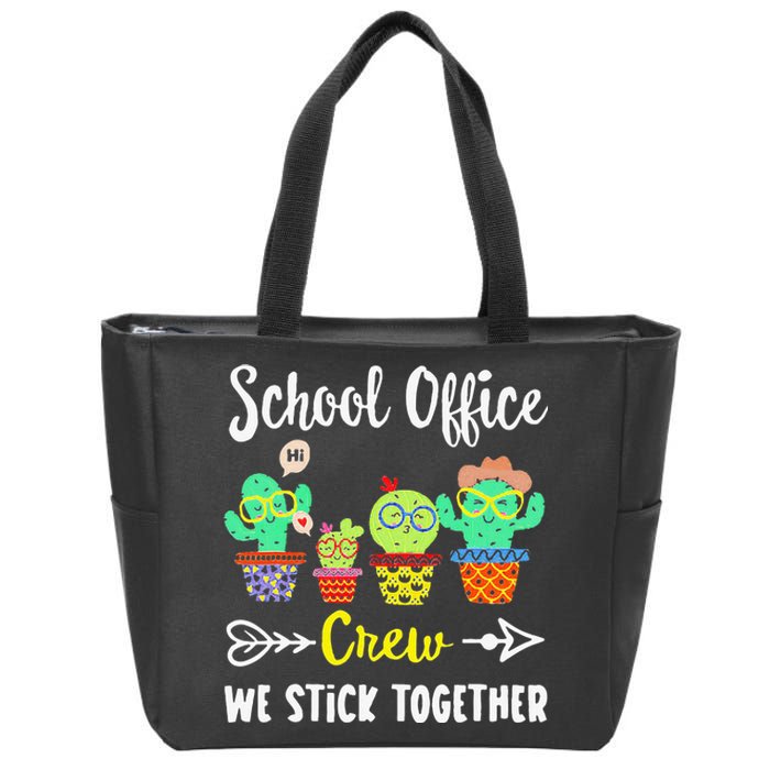 School Office Crew We Stick Together Funny Cactus Zip Tote Bag