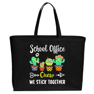 School Office Crew We Stick Together Funny Cactus Cotton Canvas Jumbo Tote