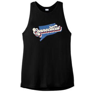 State Of Connecticut Retro Logo Ladies PosiCharge Tri-Blend Wicking Tank