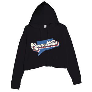 State Of Connecticut Retro Logo Crop Fleece Hoodie