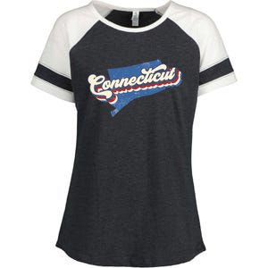 State Of Connecticut Retro Logo Enza Ladies Jersey Colorblock Tee