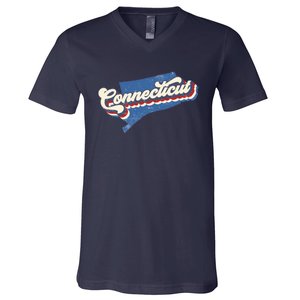 State Of Connecticut Retro Logo V-Neck T-Shirt