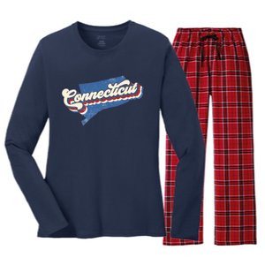 State Of Connecticut Retro Logo Women's Long Sleeve Flannel Pajama Set 