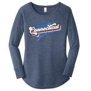 State Of Connecticut Retro Logo Women's Perfect Tri Tunic Long Sleeve Shirt