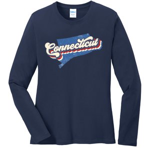 State Of Connecticut Retro Logo Ladies Long Sleeve Shirt