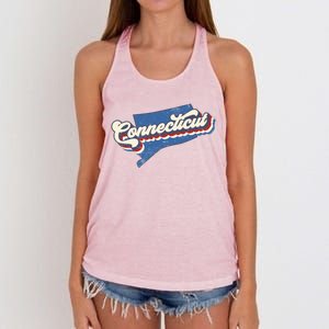 State Of Connecticut Retro Logo Women's Knotted Racerback Tank