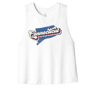 State Of Connecticut Retro Logo Women's Racerback Cropped Tank