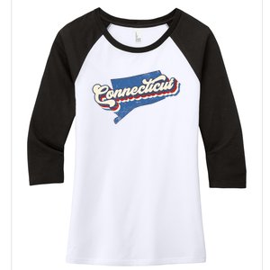 State Of Connecticut Retro Logo Women's Tri-Blend 3/4-Sleeve Raglan Shirt