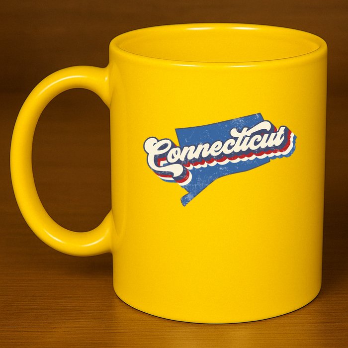 State Of Connecticut Retro Logo 11oz C Handle Ceramic Mug