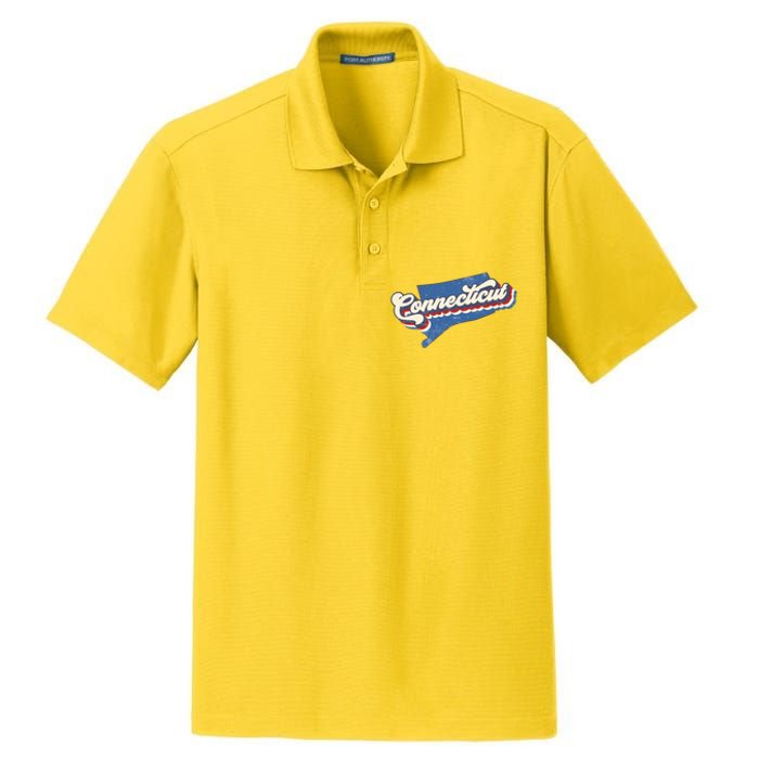 State Of Connecticut Retro Logo Dry Zone Grid Polo