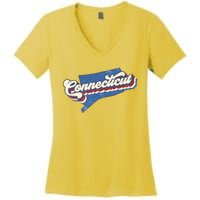 State Of Connecticut Retro Logo Women's V-Neck T-Shirt