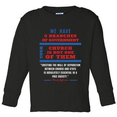 Separation Of Church And State Defend Our Democracy Toddler Long Sleeve Shirt