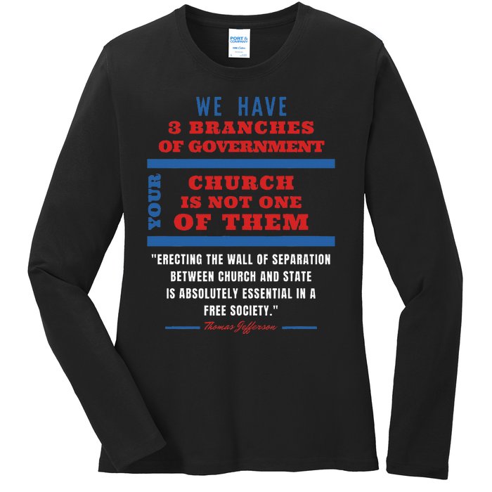 Separation Of Church And State Defend Our Democracy Ladies Long Sleeve Shirt