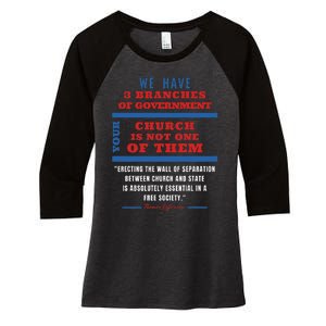 Separation Of Church And State Defend Our Democracy Women's Tri-Blend 3/4-Sleeve Raglan Shirt