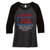 Separation Of Church And State Defend Our Democracy Women's Tri-Blend 3/4-Sleeve Raglan Shirt