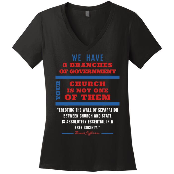 Separation Of Church And State Defend Our Democracy Women's V-Neck T-Shirt