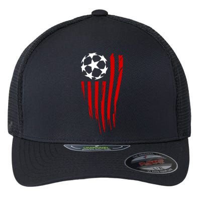 Soccer Ball American Flag Flexfit Unipanel Trucker Cap