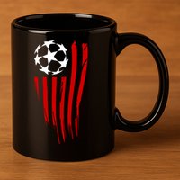 Soccer Ball American Flag 11oz C Handle Ceramic Mug