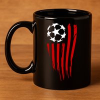Soccer Ball American Flag 11oz C Handle Ceramic Mug