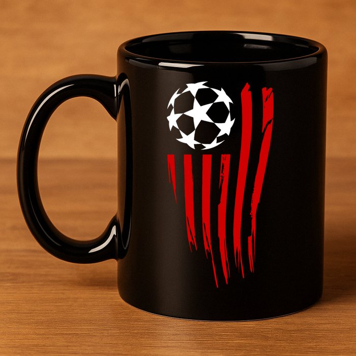 Soccer Ball American Flag 11oz C Handle Ceramic Mug