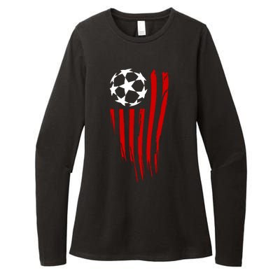 Soccer Ball American Flag Womens CVC Long Sleeve Shirt