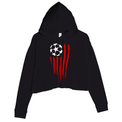 Soccer Ball American Flag Crop Fleece Hoodie