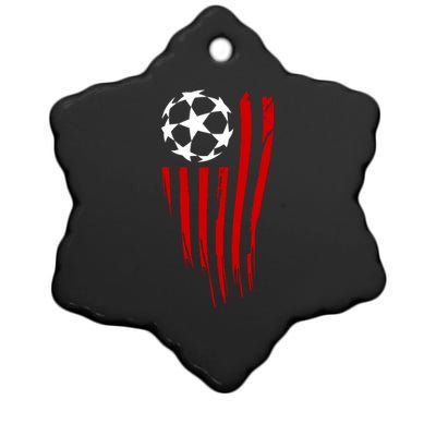 Soccer Ball American Flag Ceramic Star Ornament