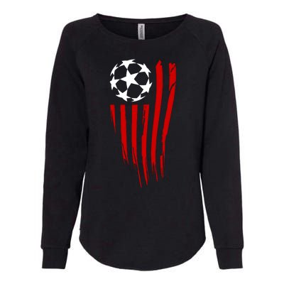 Soccer Ball American Flag Womens California Wash Sweatshirt