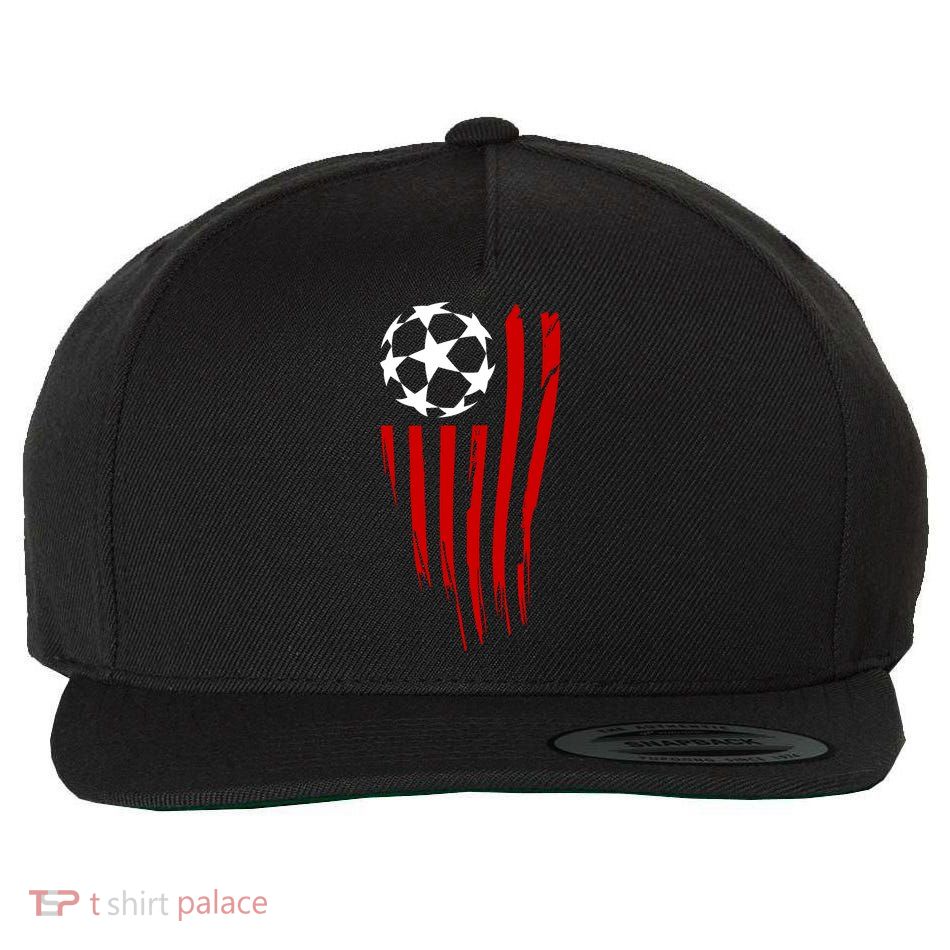 Soccer Ball American Flag Wool Snapback Cap