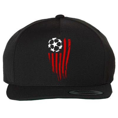 Soccer Ball American Flag Wool Snapback Cap