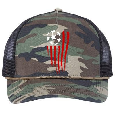 Soccer Ball American Flag Retro Rope Trucker Hat Cap