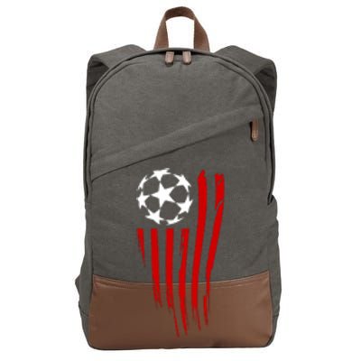 Soccer Ball American Flag Cotton Canvas Backpack