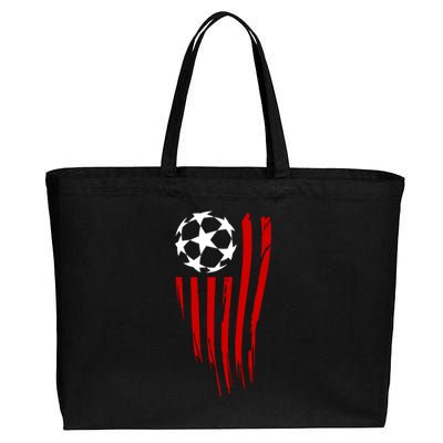 Soccer Ball American Flag Cotton Canvas Jumbo Tote