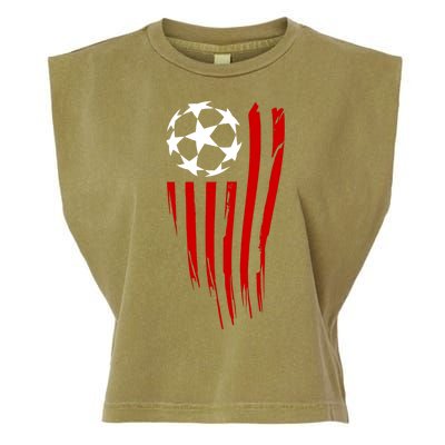 Soccer Ball American Flag Garment-Dyed Women's Muscle Tee