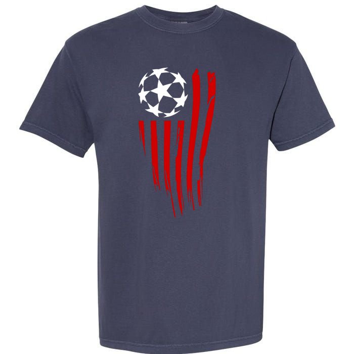 Soccer Ball American Flag Garment-Dyed Heavyweight T-Shirt