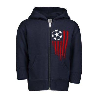 Soccer Ball American Flag Toddler Zip Fleece Hoodie