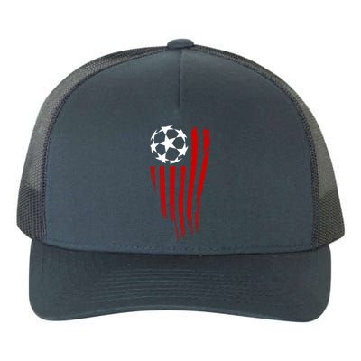 Soccer Ball American Flag Yupoong Adult 5-Panel Trucker Hat