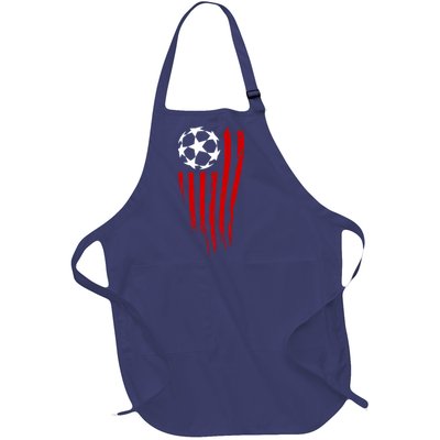 Soccer Ball American Flag Full-Length Apron With Pockets