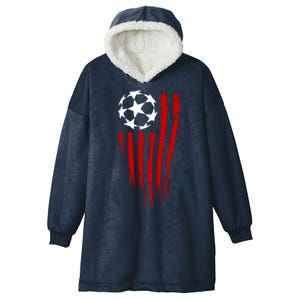 Soccer Ball American Flag Hooded Wearable Blanket