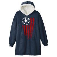 Soccer Ball American Flag Hooded Wearable Blanket