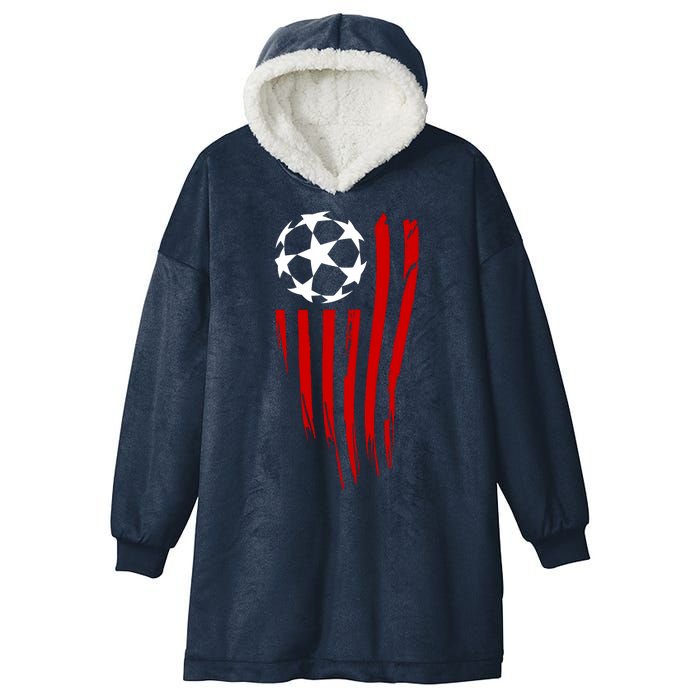 Soccer Ball American Flag Hooded Wearable Blanket