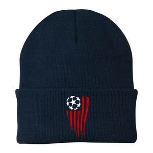 Soccer Ball American Flag Knit Cap Winter Beanie