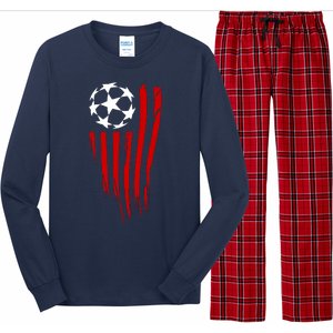 Soccer Ball American Flag Long Sleeve Pajama Set