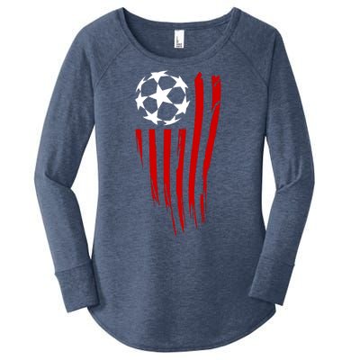 Soccer Ball American Flag Women's Perfect Tri Tunic Long Sleeve Shirt