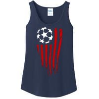 Soccer Ball American Flag Ladies Essential Tank