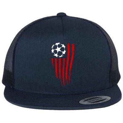 Soccer Ball American Flag Flat Bill Trucker Hat