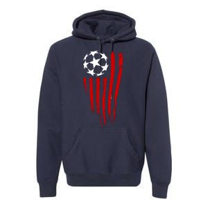 Soccer Ball American Flag Premium Hoodie