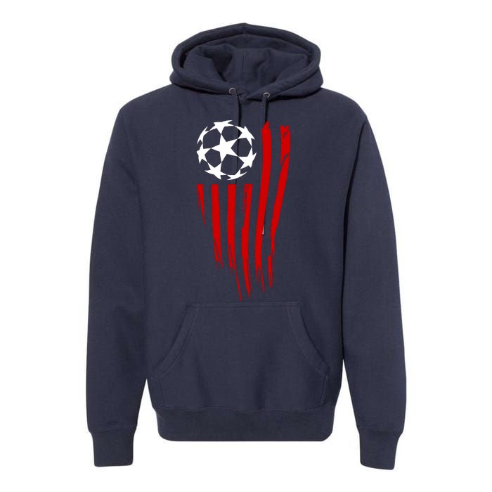 Soccer Ball American Flag Premium Hoodie