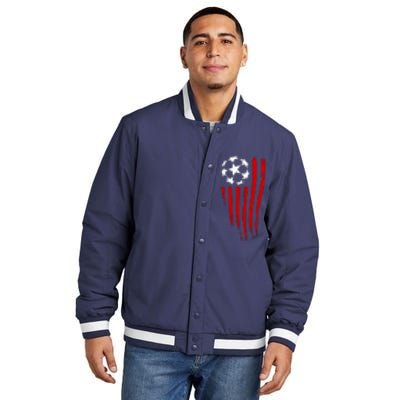 Soccer Ball American Flag Insulated Varsity Jacket